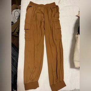 Silky Orange Cargo Joggers